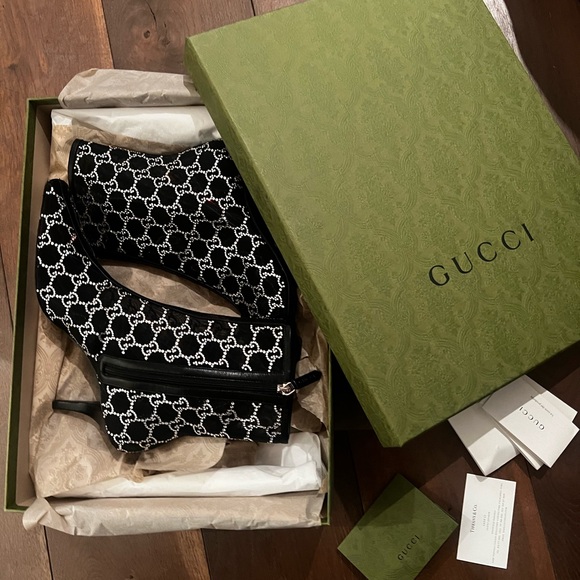 Gucci Women’s GG Crystal Mesh Bootie (Black) - Picture 4 of 8